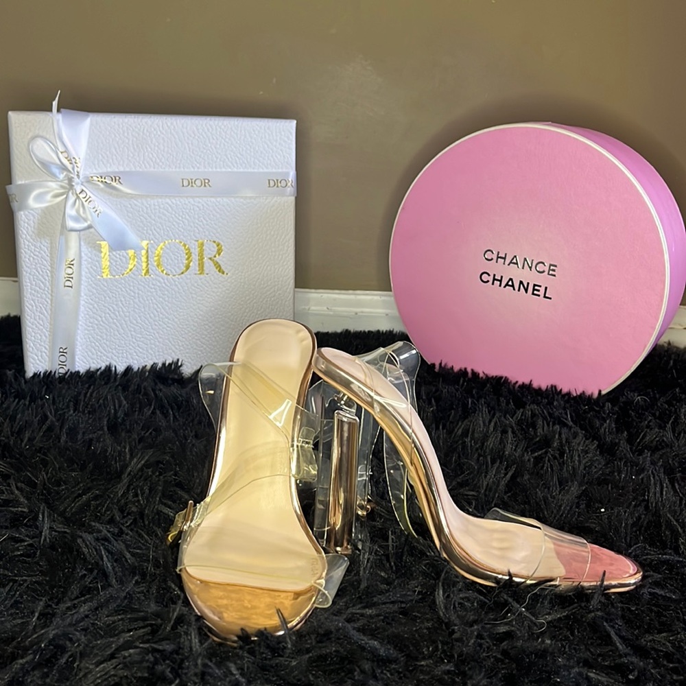 Rose gold transparent heels